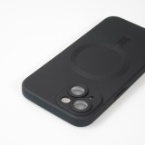 iPhone 15 Plus Case Hülle - Gummi weich mit Kameraschutzglas MagSafe - Schwarz