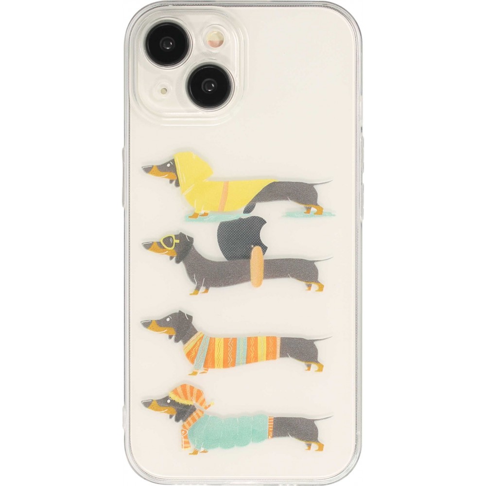 iPhone 15 Case Hülle - Silikon transparent Gummi Dogs 4 Season - Transparent