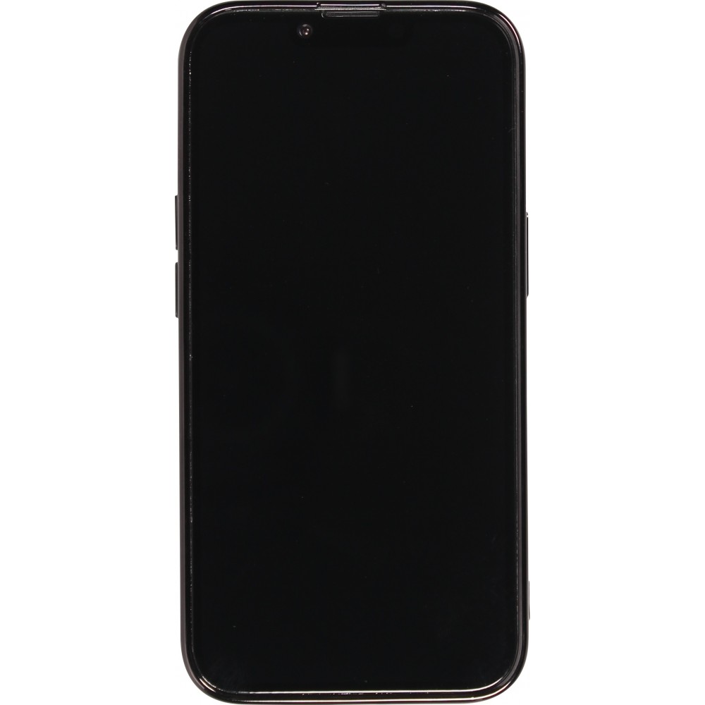 iPhone 14 Pro Max Case Hülle - Gummi Dead bear 3D mit Glitzerhintergrund und schwarzen Rand - Transparent