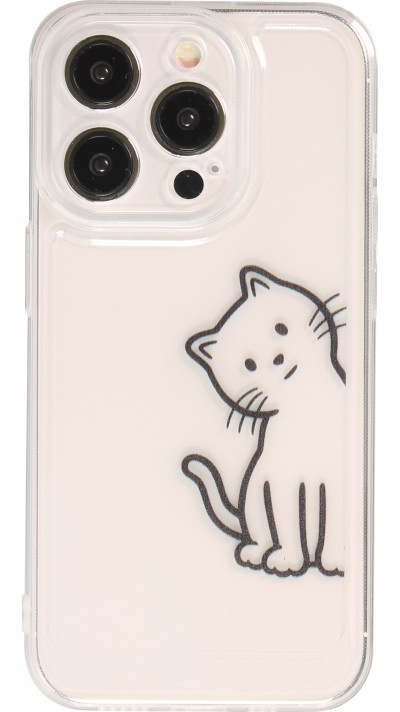 iPhone 14 Pro Max Case Hülle - Silikon Cover transparent süsse kleine Katze