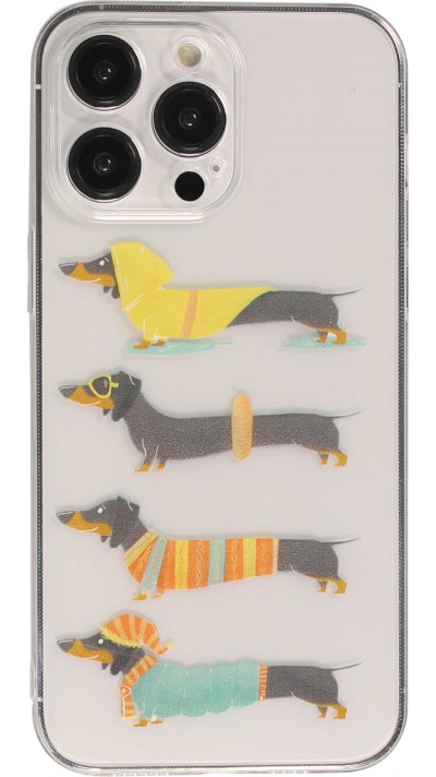 iPhone 14 Pro Case Hülle - Silikon transparent Gummi Dogs 4 Season - Transparent