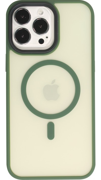 iPhone 14 Pro Max Case Hülle - Jelly cover glass semi-durchsichtig MagSafe - Midnight green