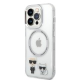 iPhone 13 Pro Max Case Hülle - Karl Lagerfeld und Choupette duo gel rigide mit MagSafe in silber - Transparent