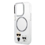 iPhone 13 Pro Max Case Hülle - Karl Lagerfeld und Choupette duo gel rigide mit MagSafe in silber - Transparent