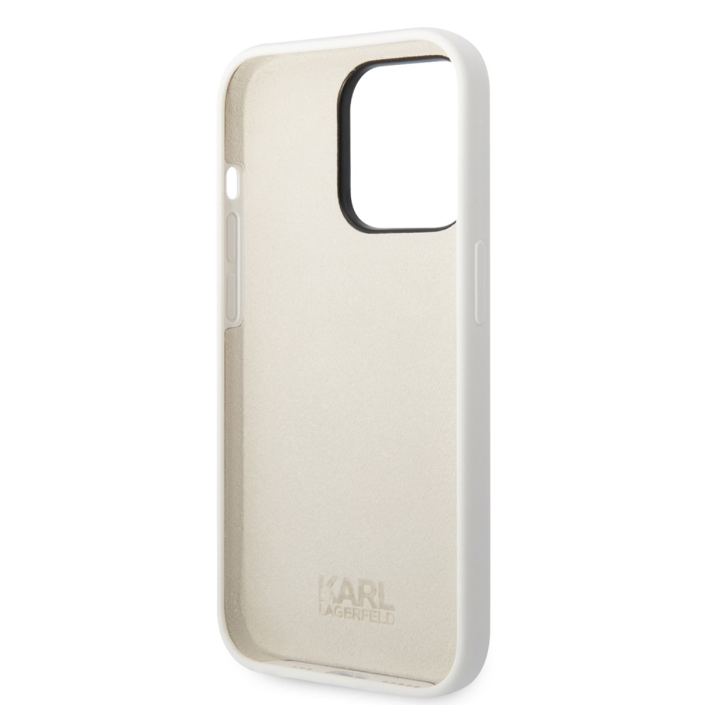 iPhone 14 Pro Case Hülle - Karl Lagerfeld Silikon Soft-Touch Choupette - Weiss