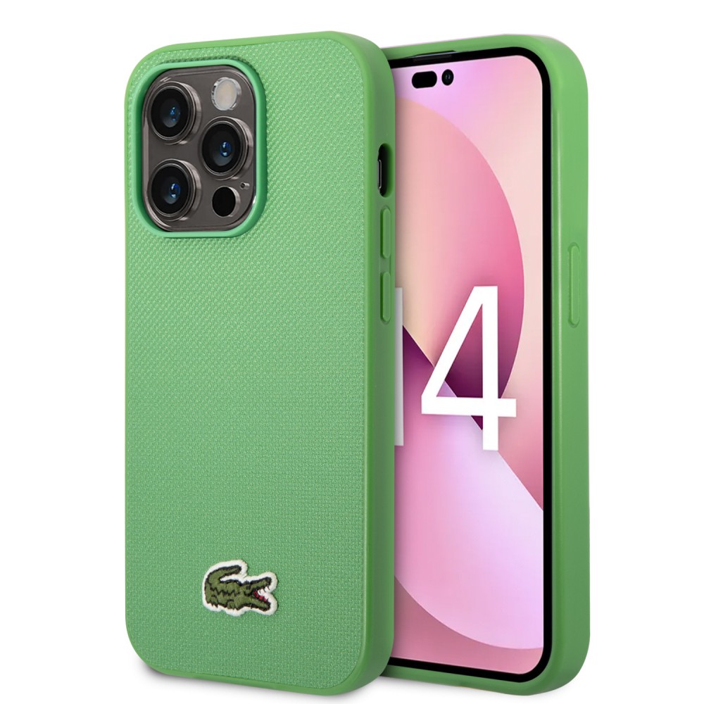iPhone 14 Pro Max Case Hülle - Lacoste Petit Piqué Effekt mit MagSafe und gesticktem Logo-Patch - Grün