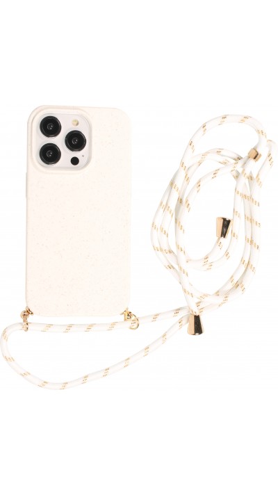 iPhone 15 Pro Max Case Hülle - Bio Eco-Friendly Vegan mit Handykette Necklace - Weiss