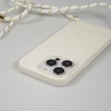 iPhone 15 Pro Case Hülle - Bio Eco-Friendly Vegan mit Handykette Necklace - Weiss