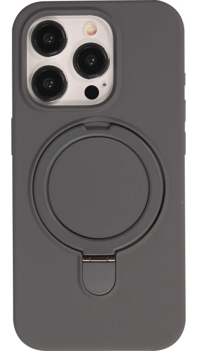 iPhone 14 Pro Case Hülle - Silikon matt MagSafe mit Haltering - Grau