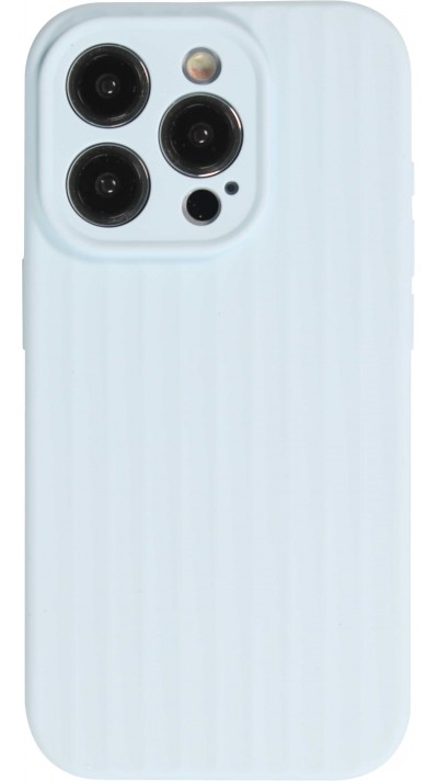 iPhone 14 Pro Max Case Hülle - Mattes Soft-Touch-Silikon mit Relieflinien - Hellblau