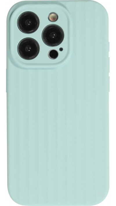 iPhone 14 Pro Max Case Hülle - Mattes Soft-Touch-Silikon mit Relieflinien - Türkis