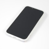 iPhone 14 Plus Case Hülle - Mattes Silikon mit aufgedrucktem Marmoreffekt - Weiss grau