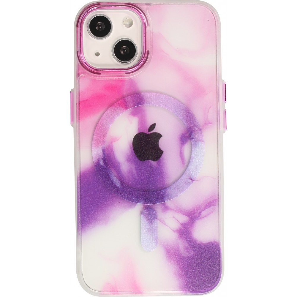 iPhone 14 Case Hülle - Watercolor MagSafe semi-transparent - Violett