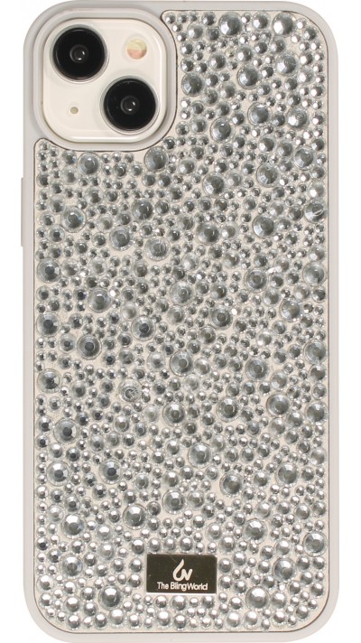 iPhone 15 Plus Case Hülle - Glitzer Diamant The Bling World - Silber