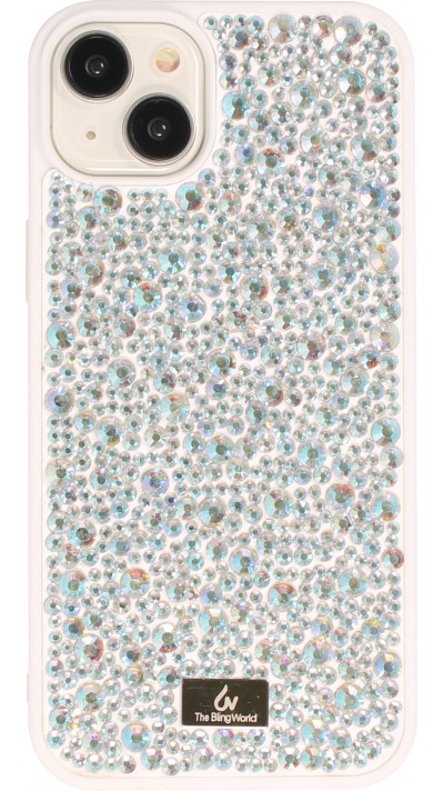 iPhone 15 Case Hülle - Glitzer Diamant The Bling World - Weiss