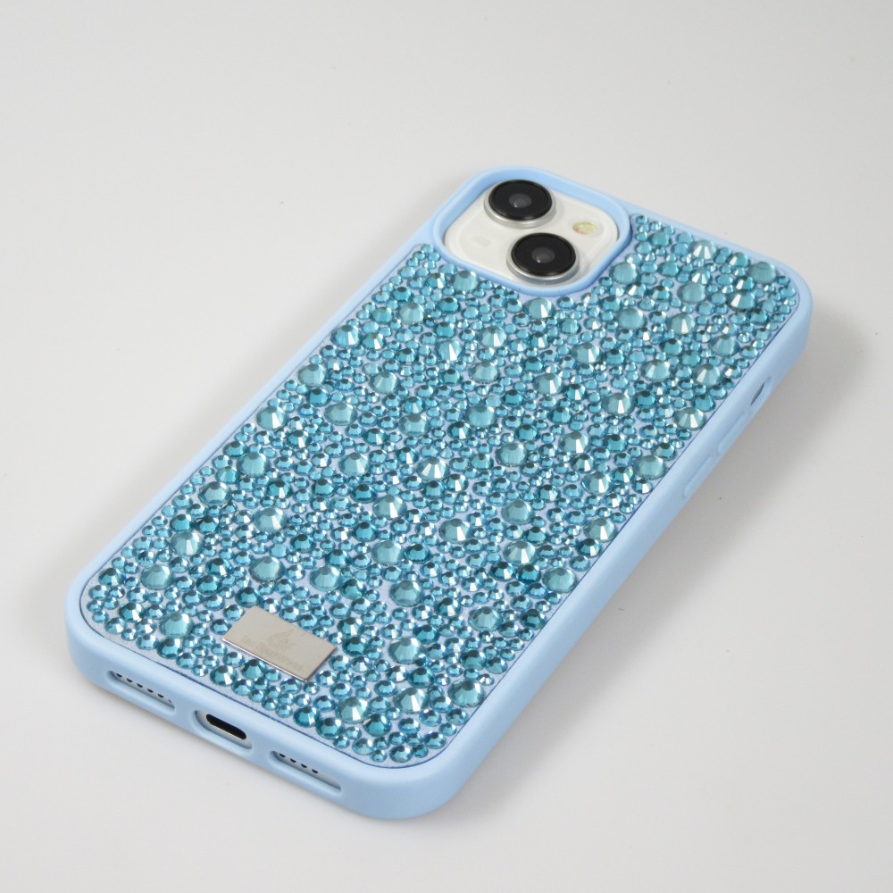 iPhone 15 Plus Case Hülle - Glitzer Diamant The Bling World - Hellblau