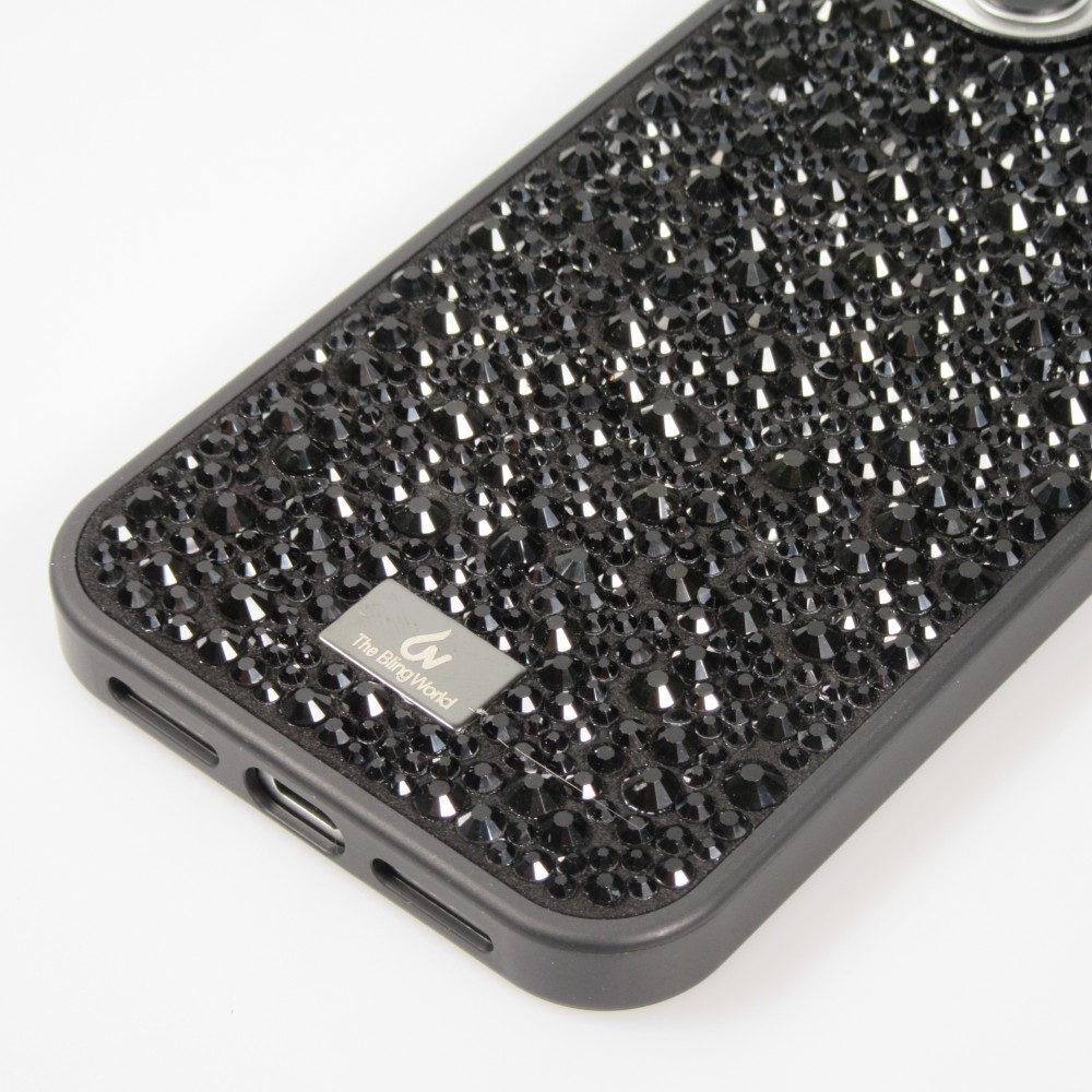 iPhone 15 Plus Case Hülle - Glitzer Diamant The Bling World - Schwarz