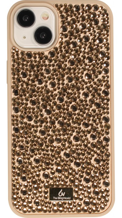 iPhone 15 Case Hülle - Glitzer Diamant The Bling World - Gold