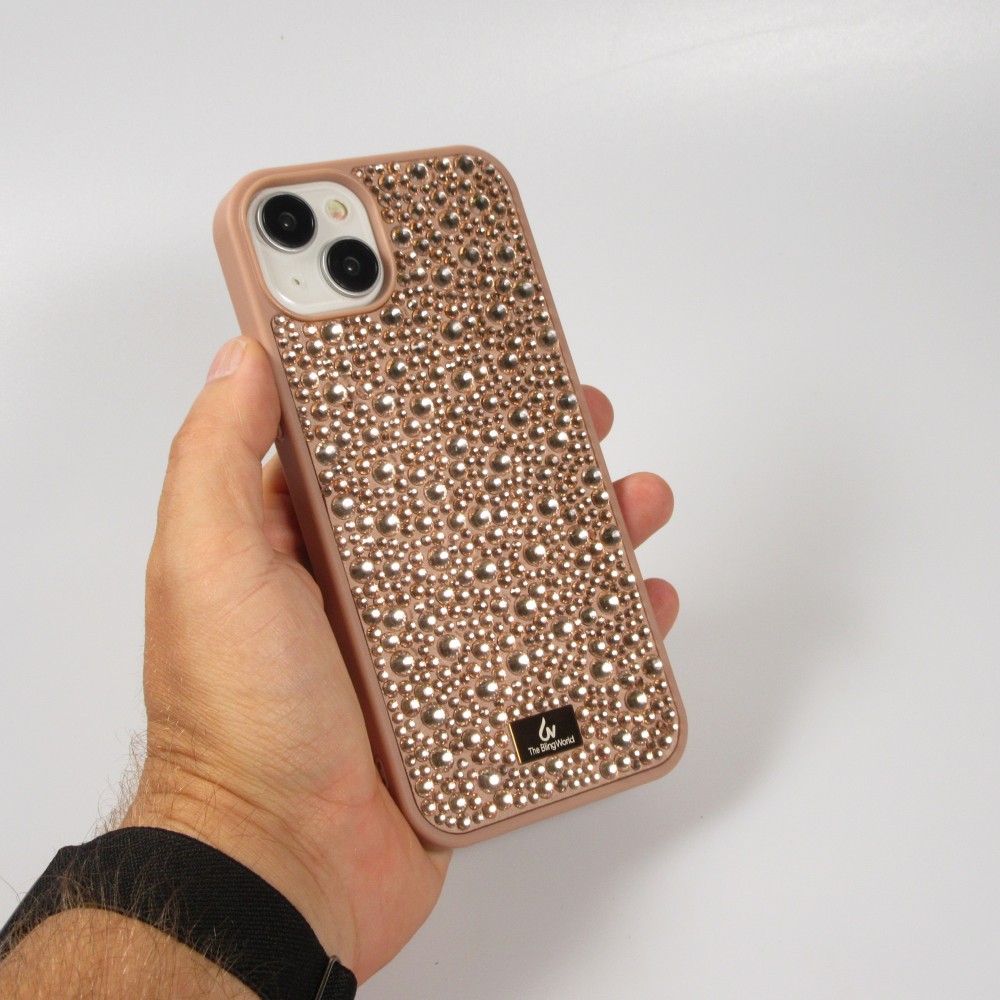 iPhone 15 Plus Case Hülle - Glitzer Diamant The Bling World - Rosa gold