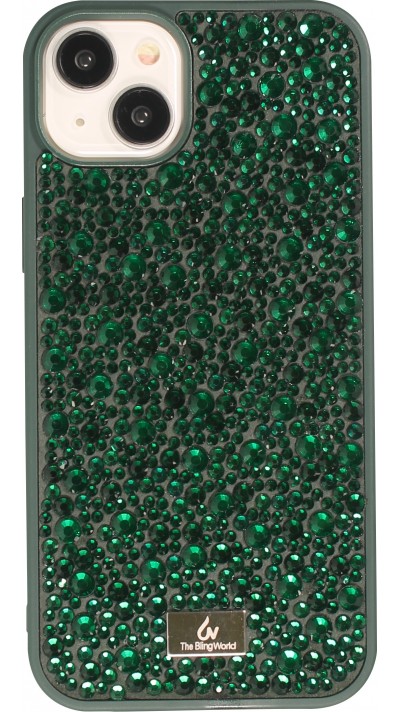 iPhone 15 Case Hülle - Glitzer Diamant The Bling World - Grün