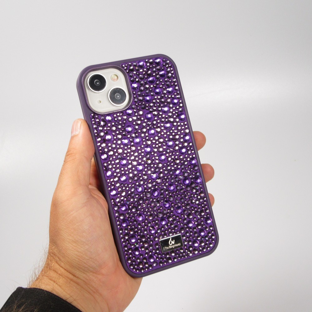 iPhone 15 Plus Case Hülle - Glitzer Diamant The Bling World - Violett