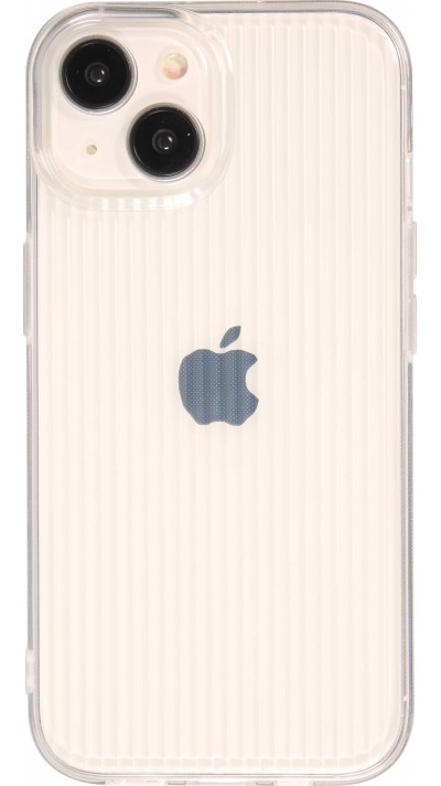 Coque iPhone 15 - Gel silicone brillant avec lignes texturées - Transparent