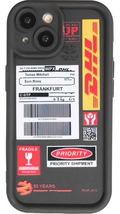 iPhone 15 Case Hülle - Weiches Silikon DHL Frankfurt mit verstärkten Kanten - Schwarz
