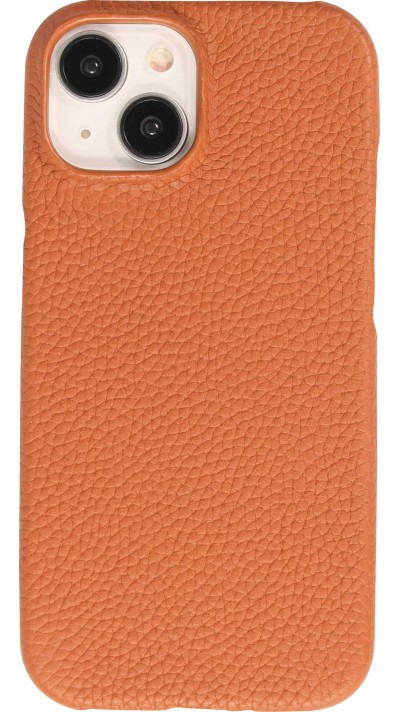 iPhone 15 Case Hülle - Hardcase Slim aus Echtleder - Braun