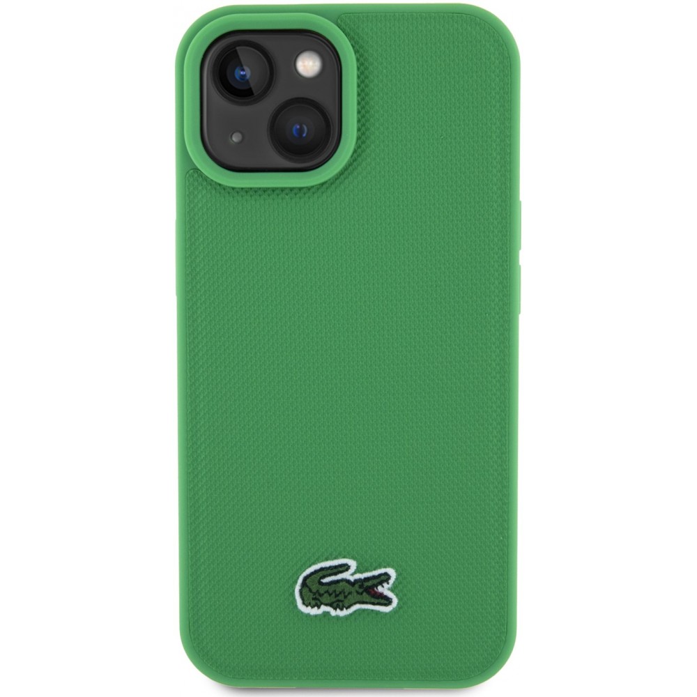 iPhone 15 Case Hülle - Lacoste Petit Piqué Effekt mit MagSafe und gesticktem Logo-Patch - Grün