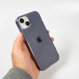 Coque iPhone 15 Plus - Gel transparent avec paillettes - Bleu foncé