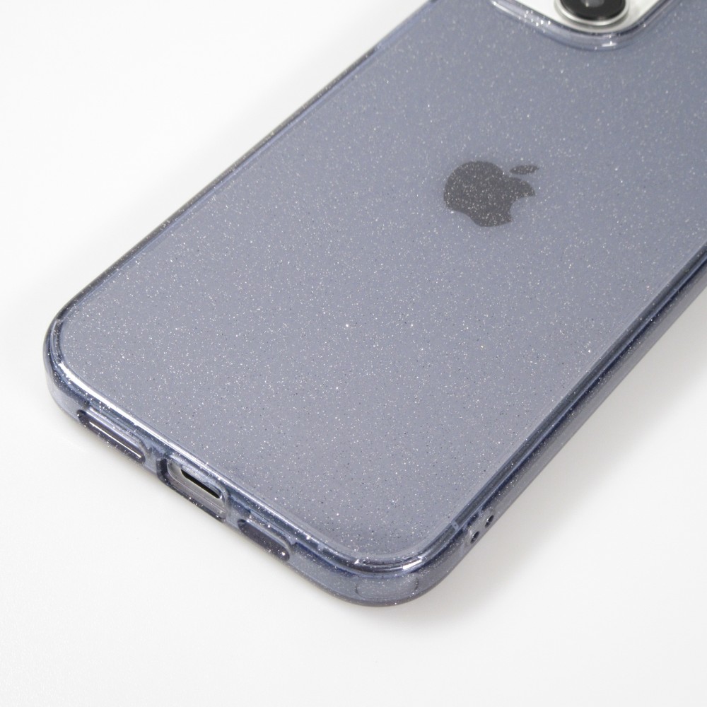 Coque iPhone 15 Plus - Gel transparent avec paillettes - Bleu foncé