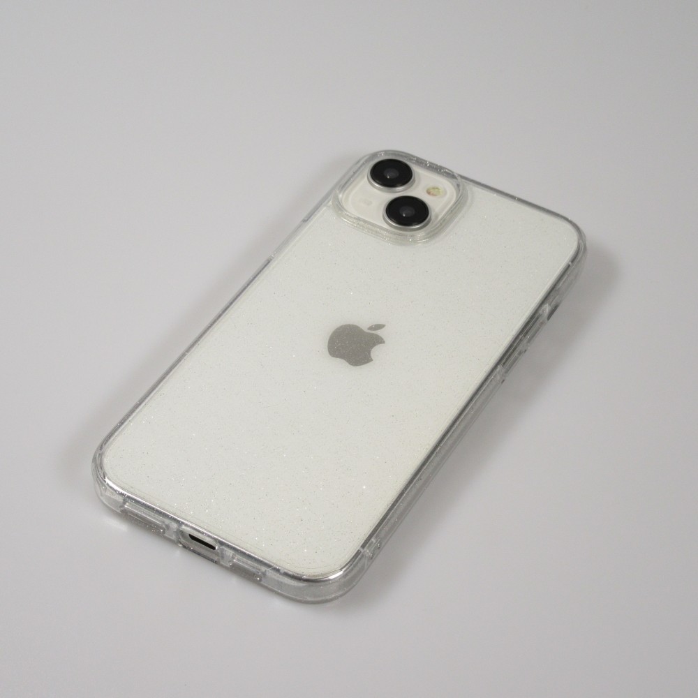 Coque iPhone 15 Plus - Gel transparent avec paillettes - Transparent