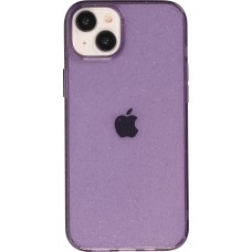 iPhone 15 Plus Case Hülle - Gel Gummi transparent mit Glitzerstaub - Violett