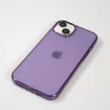 Coque iPhone 15 Plus - Gel transparent avec paillettes - Violet