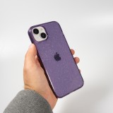 iPhone 15 Plus Case Hülle - Gel Gummi transparent mit Glitzerstaub - Violett