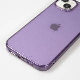 iPhone 15 Plus Case Hülle - Gel Gummi transparent mit Glitzerstaub - Violett