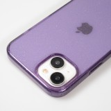 iPhone 15 Plus Case Hülle - Gel Gummi transparent mit Glitzerstaub - Violett