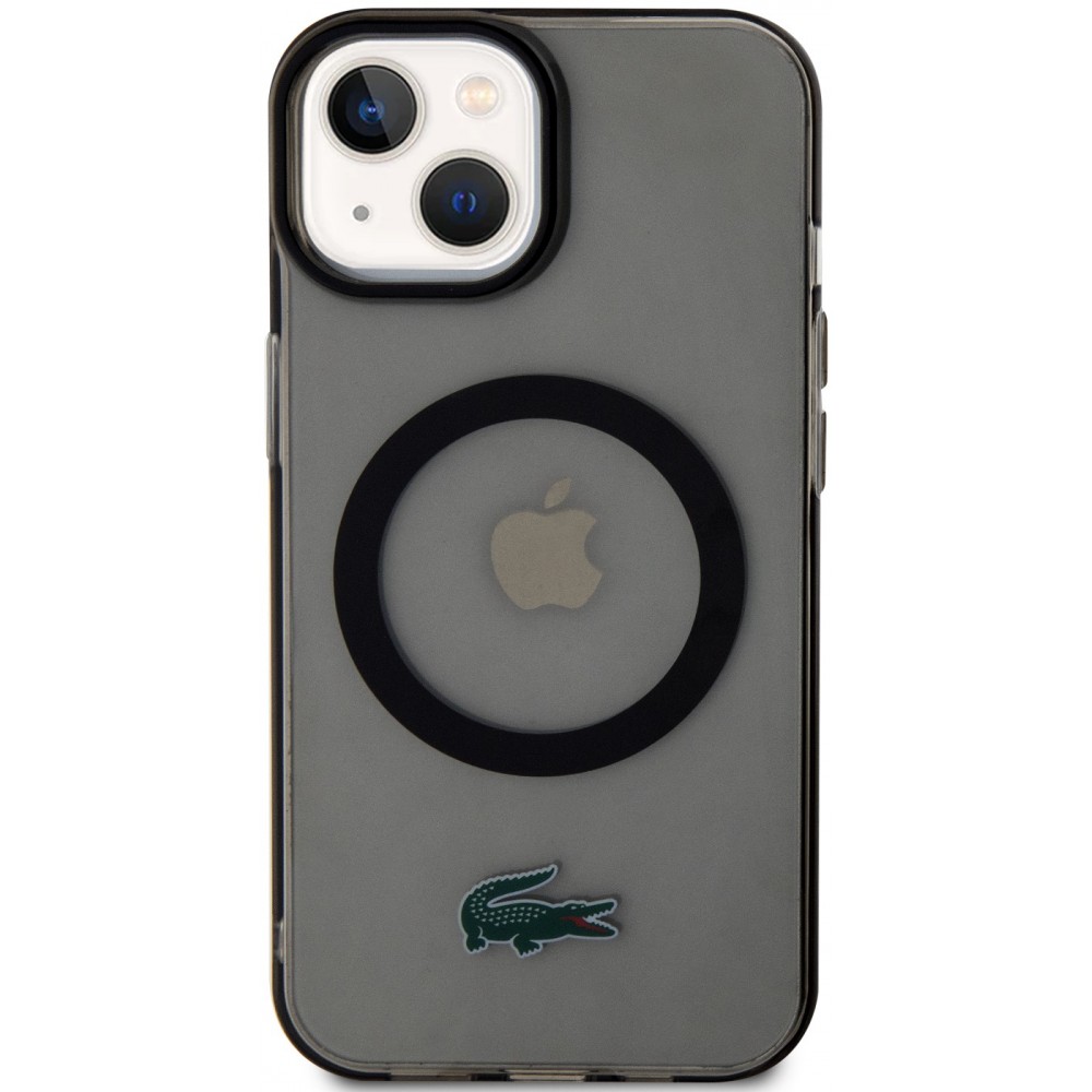 iPhone 15 Plus Case Hülle - Lacoste Transparent-Lackgel mit MagSafe - Schwarz