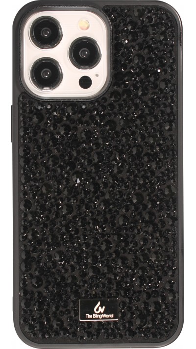 iPhone 15 Pro Case Hülle - Glitzer Diamant The Bling World - Schwarz