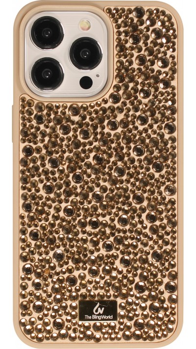 iPhone 15 Pro Case Hülle - Glitzer Diamant The Bling World - Gold