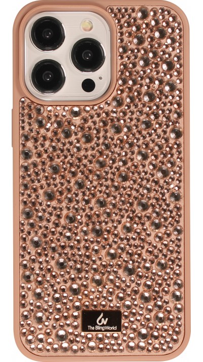 iPhone 15 Pro Case Hülle - Glitzer Diamant The Bling World - Rosa gold