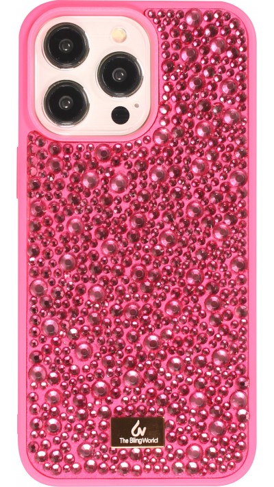 iPhone 15 Pro Case Hülle - Glitzer Diamant The Bling World - Dunkelrosa