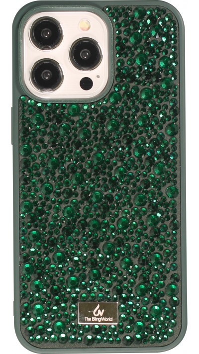 iPhone 15 Pro Case Hülle - Glitzer Diamant The Bling World - Grün