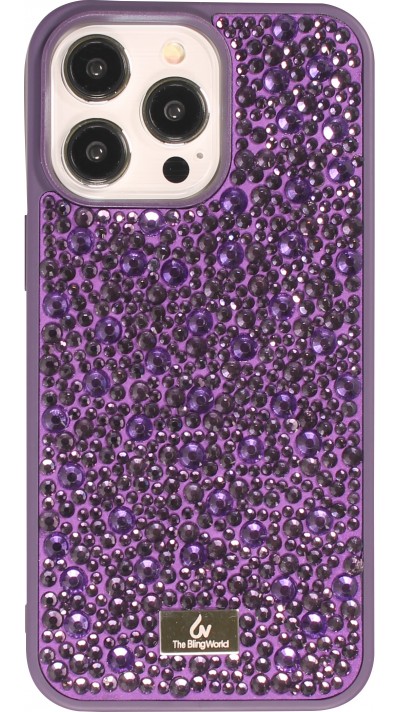 iPhone 15 Pro Case Hülle - Glitzer Diamant The Bling World - Violett