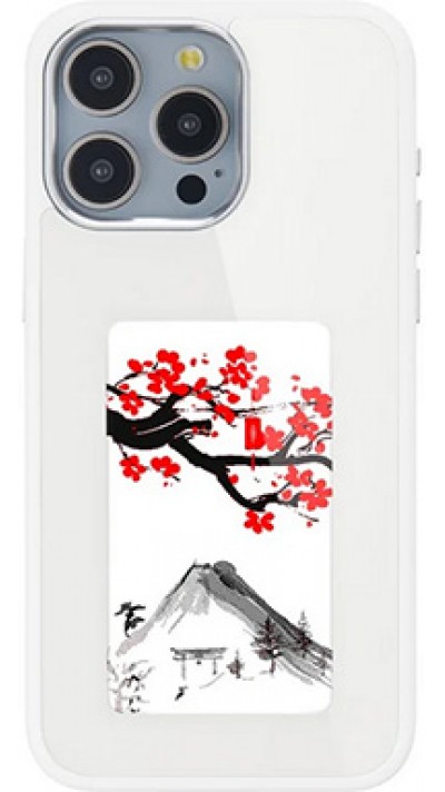 iPhone 15 Pro Case Hülle - E-Ink Display DIY mit NFC-Technologie für persönlicher Foto-Hintergrund - Weiss