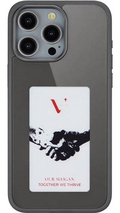 iPhone 14 Pro Case Hülle - E-Ink Display DIY mit NFC-Technologie für persönlicher Foto-Hintergrund - Schwarz