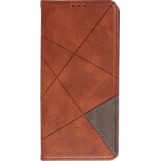 Hülle iPhone 15 Pro - Flip Geometrisch dunkel- Braun