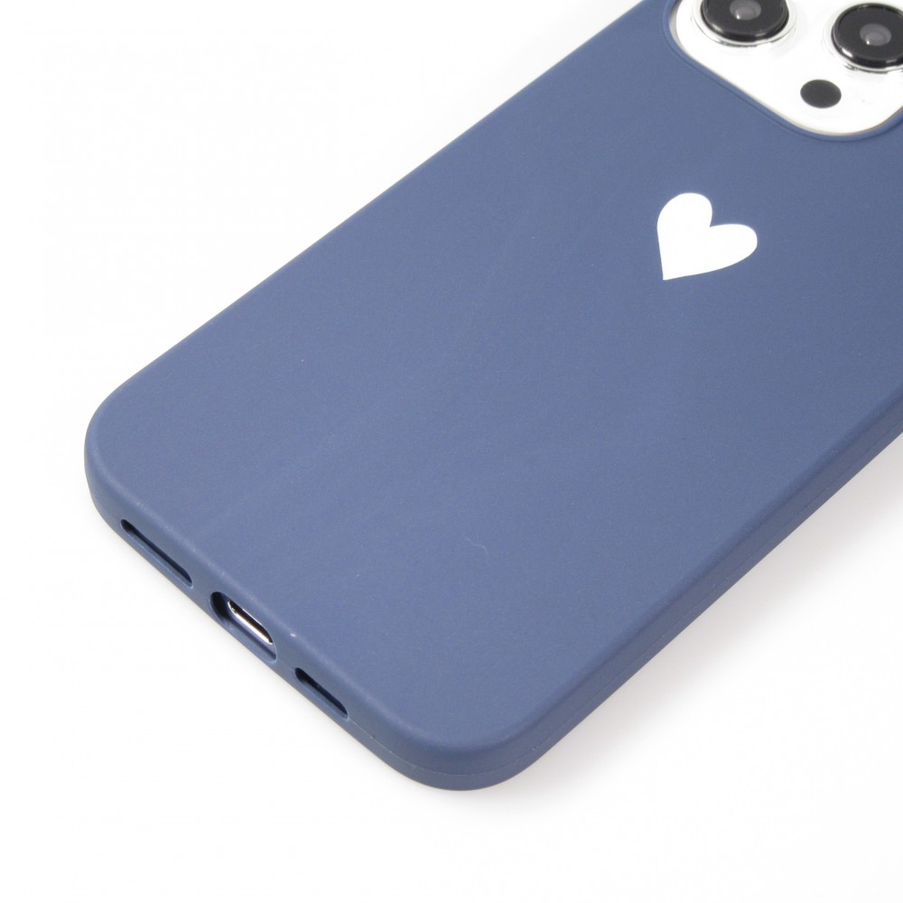 Hülle iPhone 15 Pro - Gummi Herz blau