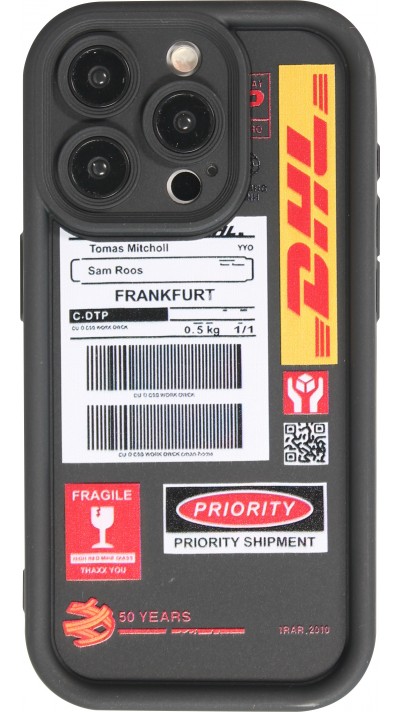 iPhone 15 Pro Case Hülle - Weiches Silikon DHL Frankfurt mit verstärkten Kanten - Schwarz