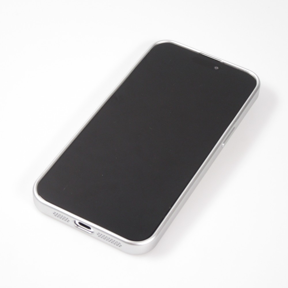 iPhone 16 Pro Max Case Hülle - Gummi weich mit Kameraschutzglas MagSafe - Silber